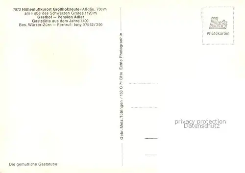 AK / Ansichtskarte Grossholzleute Gasthof Pension Adler Historisches Gaststaette am Fusse des Schwarzen Grates Grossholzleute
