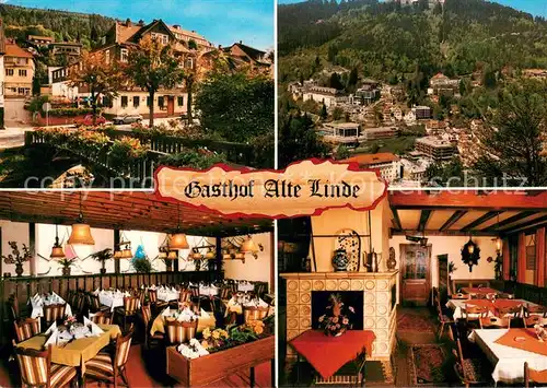 AK / Ansichtskarte Bad_Wildbad Gasthof Alte Linde Restaurant Kaminzimmer Ortsansicht Schwarzwald Bad_Wildbad