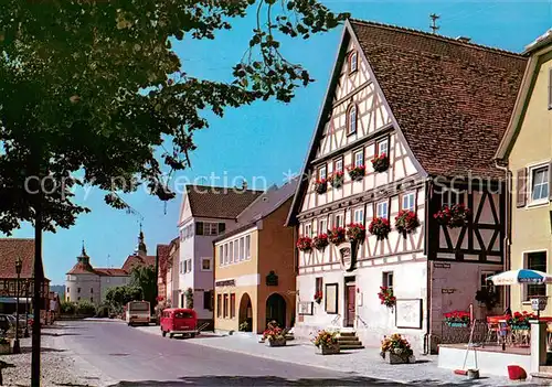 AK / Ansichtskarte Langenburg_Wuerttemberg Hauptstrasse Rathaus Schloss Fachwerkhaus Langenburg Wuerttemberg
