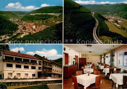 AK / Ansichtskarte Wiesensteig Hotel Pension Zur Tuerkei Restaurant Landschaftspanorama Autobahn Wiesensteig