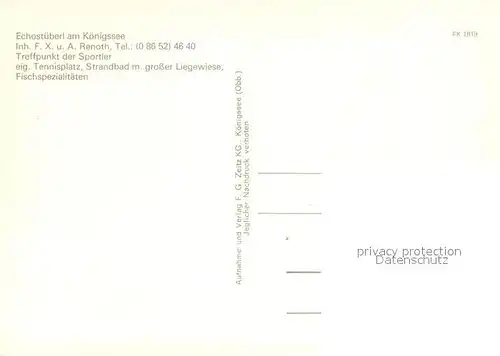 AK / Ansichtskarte Schoenau_Koenigssee Echostueberl Restaurant Schoenau Koenigssee