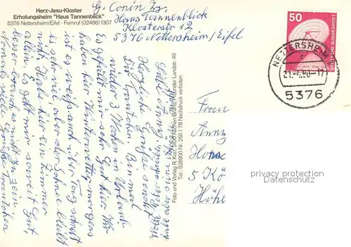AK / Ansichtskarte Nettersheim Herz Jesu Kloster Erholungsheim Haus Tannenblick Nettersheim