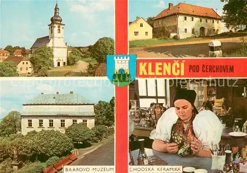 AK / Ansichtskarte Klenci_pod_Cerchovem Motiv mit Kirche Museum Keramikwerkstatt Klenci_pod_Cerchovem