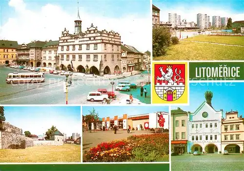 AK / Ansichtskarte Litomerice_Leitmeritz_Nordboehmen Rathaus Wohnsiedlung Stadtmauer Ausstellung Mrazovsky dum Litomerice_Leitmeritz