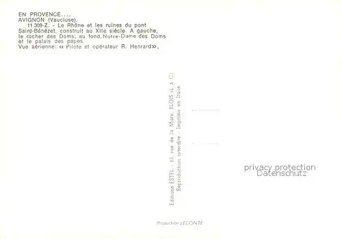 AK / Ansichtskarte Avignon_Vaucluse Le Rhone et les ruines du pont Saint Benezet vue aerienne Avignon Vaucluse