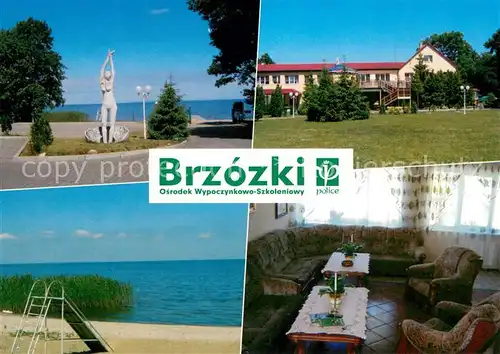 AK / Ansichtskarte Brzozki Dorf an der Ostsee Promenade Statue Hotel 