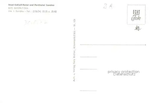 AK / Ansichtskarte Seeon Seebruck Insel Schloss Hotel Parkhotel Sandau Restaurant Seeon Seebruck