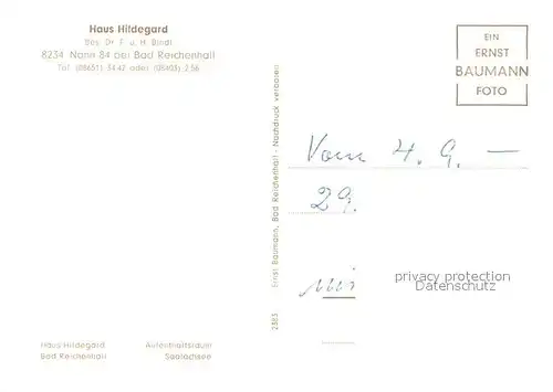 AK / Ansichtskarte Nonn_Oberbayern Gaestehaus Pension Haus Hildegard Saalachsee Alpen Nonn Oberbayern