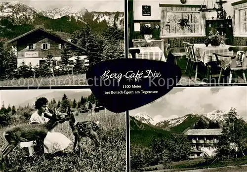 AK / Ansichtskarte Rottach Egern Gaestehaus Berg Cafe Dix am Tegernsee Alpen Reh mit Rehkitz Rottach Egern