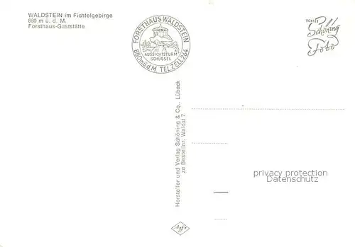 AK / Ansichtskarte Waldstein_Fichtelgebirge Forsthaus Gaststaette Waldstein_Fichtelgebirge