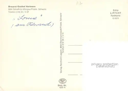 AK / Ansichtskarte Wuergau Brauerei Gasthof Hartmann Restaurant Wuergau