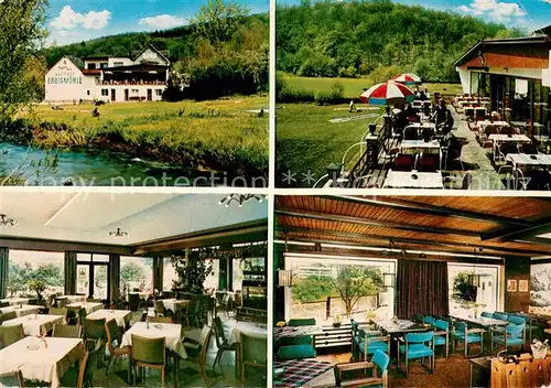 AK / Ansichtskarte Neuweilnau Gasthof Cafe Pension Erbismuehle Gastraum Terrasse Neuweilnau