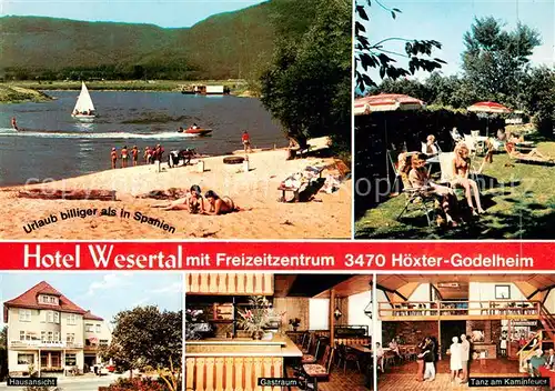 AK / Ansichtskarte Godelheim Hotel Wesertal mit Freizeitzentrum Badestrand Godelheim