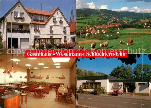 AK / Ansichtskarte Schluechtern Gaestehaus Wesemann Panorama Luftkurort Viehweide Kuehe Schluechtern