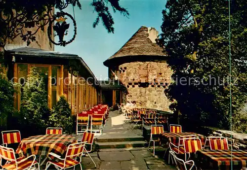 AK / Ansichtskarte Trendelburg Burghotel Haus am Wald Restaurant Terrasse Trendelburg