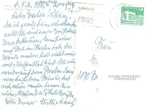 AK / Ansichtskarte Jena_Thueringen Stadtblick mit VEB Carl Zeiss Jena Jena Thueringen