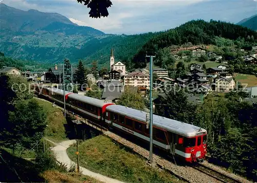 AK / Ansichtskarte Fiesch mit Furka Oberalp Bahn Fiesch