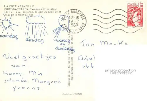 AK / Ansichtskarte Port_Barcares Vue aerienne le port du Grau Saint Ange et le front de mer Port Barcares