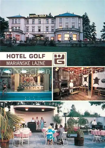 AK / Ansichtskarte Marianske_Lazne Hotel Golf Hallenbad Gastraum Terrasse Marianske_Lazne