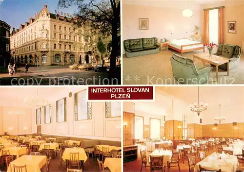 AK / Ansichtskarte Plzen_Pilsen Interhotel Slovan Zimmer Gastraeume Plzen Pilsen