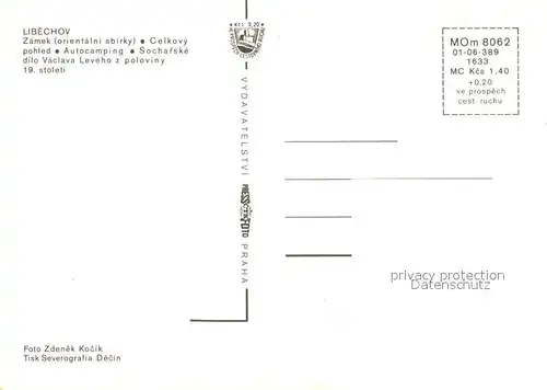 AK / Ansichtskarte Libechov Zamek Celkovy pohled Autocamping Socharske dilo Vaclava Leveho z poloviny  Libechov