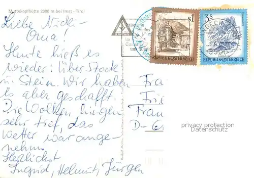 AK / Ansichtskarte Imst_Tirol Muttekopfhuette Wasserfall Imst_Tirol