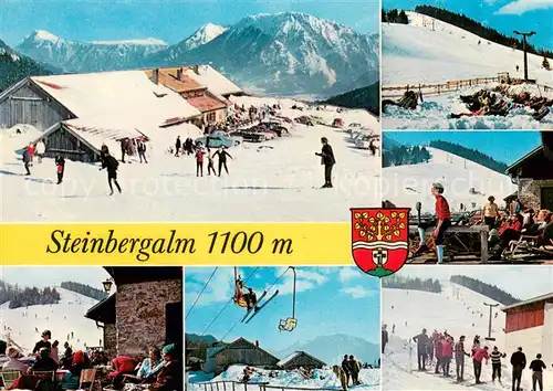 AK / Ansichtskarte Ruhpolding Steinbergalm Terrasse Sessellift Skischule Ruhpolding