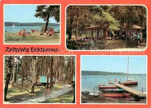 AK / Ansichtskarte Waren_Mueritz Zeltplatz Ecktannen Waldweg Bootssteg Waren Mueritz