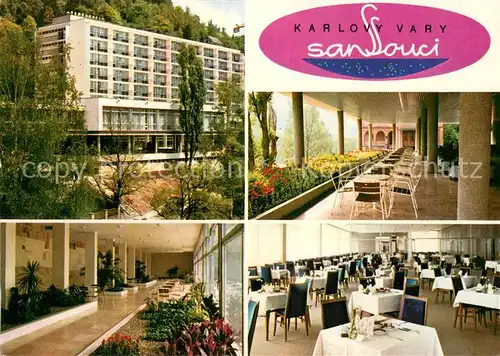AK / Ansichtskarte Karlovy_Vary_Karlsbad Sanatorium Sanssouci Gastraeume Flur 