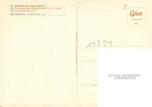 AK / Ansichtskarte Schwelm Dr Middelhauve Jugendheim Schwimmbad Schwelm