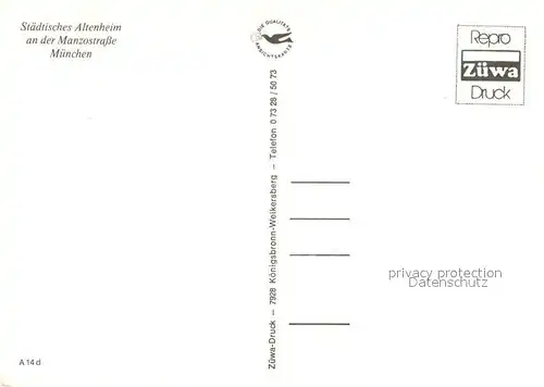 AK / Ansichtskarte Muenchen Staedtisches Altenheim Manzostrasse Muenchen