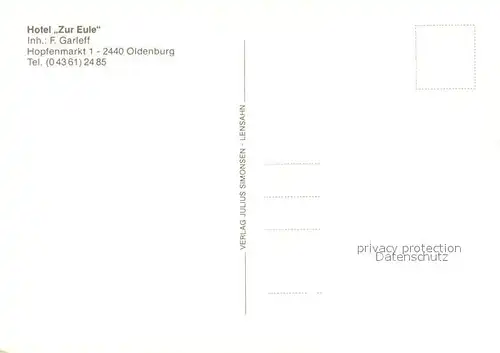 AK / Ansichtskarte Oldenburg_Holstein Hotel Zur Eule Oldenburg_Holstein