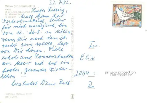 AK / Ansichtskarte Mirow Markt Etkar Andre Oberschule Mirower See Neubauten Wohnsiedlung Mirow