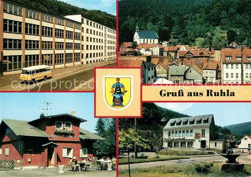 AK / Ansichtskarte Ruhla Uhrenkombinat Teilansicht Ruhlaer Skihuette Platz des Friedens Ruhla