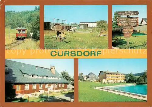AK / Ansichtskarte Cursdorf Bergbahn Spielplatz Wegweiser Ferienheime Freibad Cursdorf