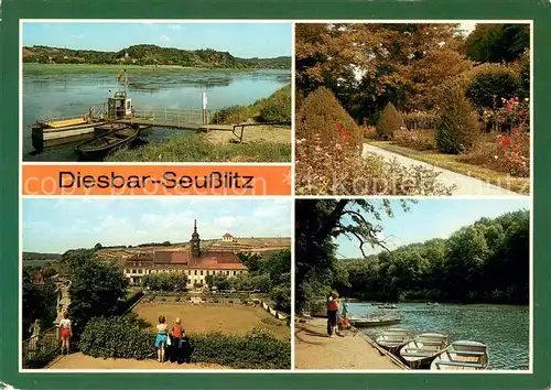 AK / Ansichtskarte Seusslitz Panorama Blick ueber die Elbe Schlossgarten Schlosspark Gondelteich im Seusslitzgrund Seusslitz