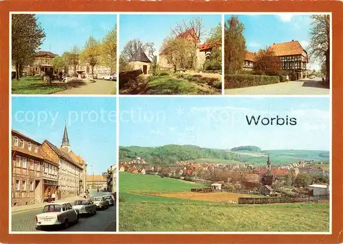 AK / Ansichtskarte Worbis Friedensplatz Burg Bodenstein Rathaus Ernst Thaelmann Strasse Panorama Worbis