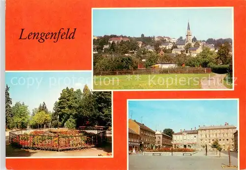 AK / Ansichtskarte Lengenfeld_Vogtland Ortsansicht mit Kirche Stadtpark Markt Lengenfeld_Vogtland