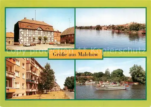 AK / Ansichtskarte Malchow Rathaus Neubauten Malchower See Motorboot Mecklenburgische Seenplatte Malchow