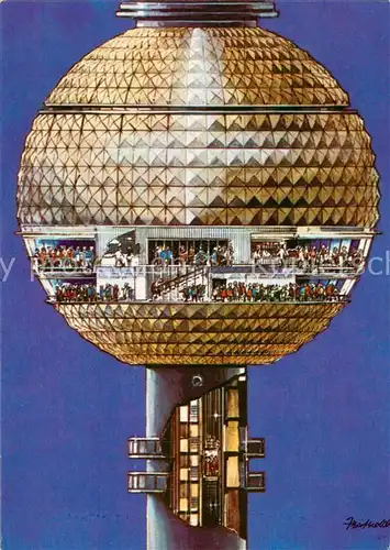AK / Ansichtskarte Berlin Kugel des Fernseh  und UKW Turmes der Deutschen Post Hauptstadt der DDR Kuenstlerkarte Berlin
