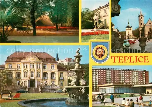 AK / Ansichtskarte Teplice Konzertpavillon Denkmal Kirche Hotel Neubauten Teplice