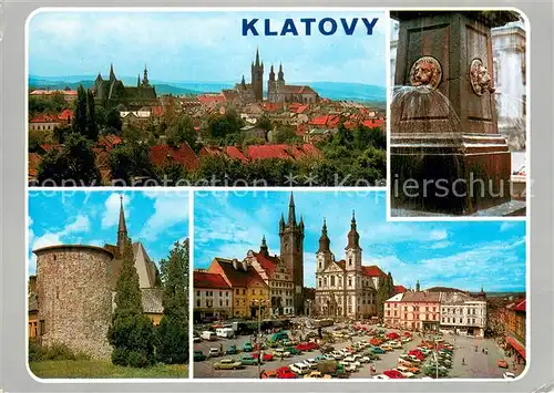 AK / Ansichtskarte Klatovy Stadtpanorama mit Kirche Altstadt Platz Brunnen Turm Klatovy