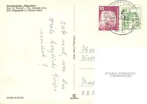 AK / Ansichtskarte Trippstadt Campingplatz Saegmuehle Neuhoefer Tal Pfaelzer Wald Trippstadt