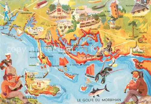 AK / Ansichtskarte Morbihan_Region Carte du Golfe du Morbihan 