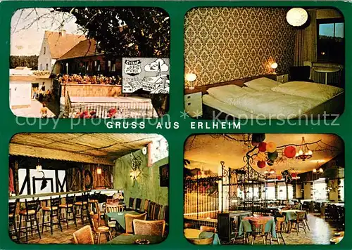 AK / Ansichtskarte Erlheim_Ursensollen Gasthof Pension Erras Zimmer Bar Gastraum Erlheim_Ursensollen