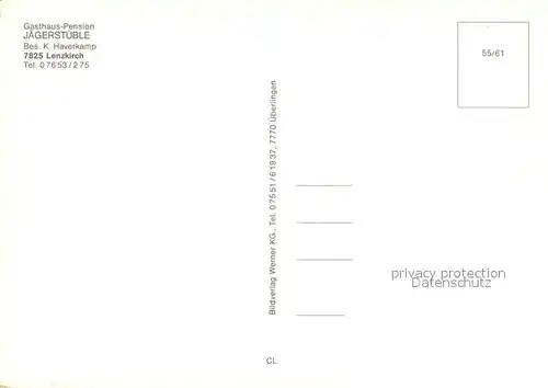 AK / Ansichtskarte Lenzkirch Gasthaus Pension Jaegerstueble Gastraeume Theke Lenzkirch