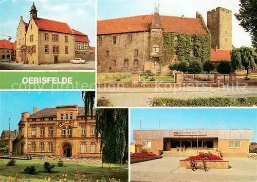 AK / Ansichtskarte Oebisfelde Rathaus Burg Jaegerhof Konsum Kaufhalle Oebisfelde