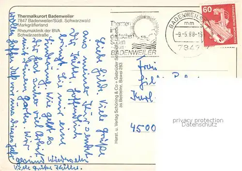 AK / Ansichtskarte Badenweiler Rheumaklinik Thermalkurort Markgraeflerland Schwarzwald Badenweiler