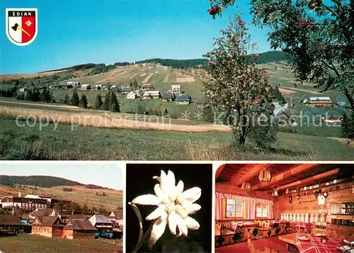 AK / Ansichtskarte Zdiar_Vysoke_Tatry Panorama Dorf Hohe Tatra Hotel Restaurant 