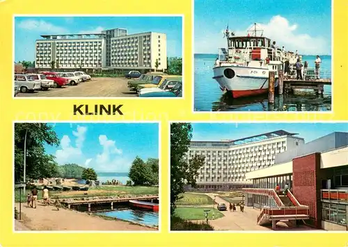AK / Ansichtskarte Klink_Waren FDGB Ferienobjekt Erholungsheim Herbert Warnke MS Fontane Mueritzhafen Schloss Klink Strand Klink Waren
